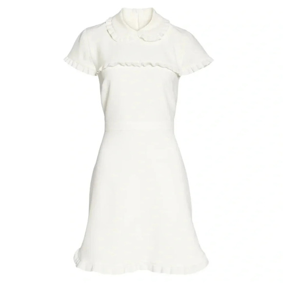 Gal Meets Glam Plus Size Emma Ruffle Trim Above Knee Dress White Size 20 NWT - Picture 3 of 12